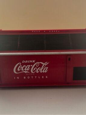 Vintage Coca-Cola Red and White Bottle Cooler Front Panel O2